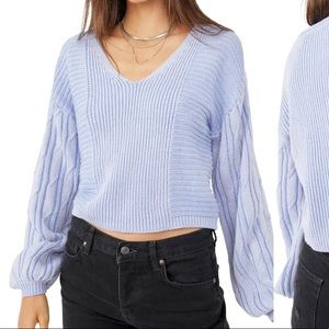 Free People Knit Sweater NWT. Cornflower Blue. 100% Cotton.